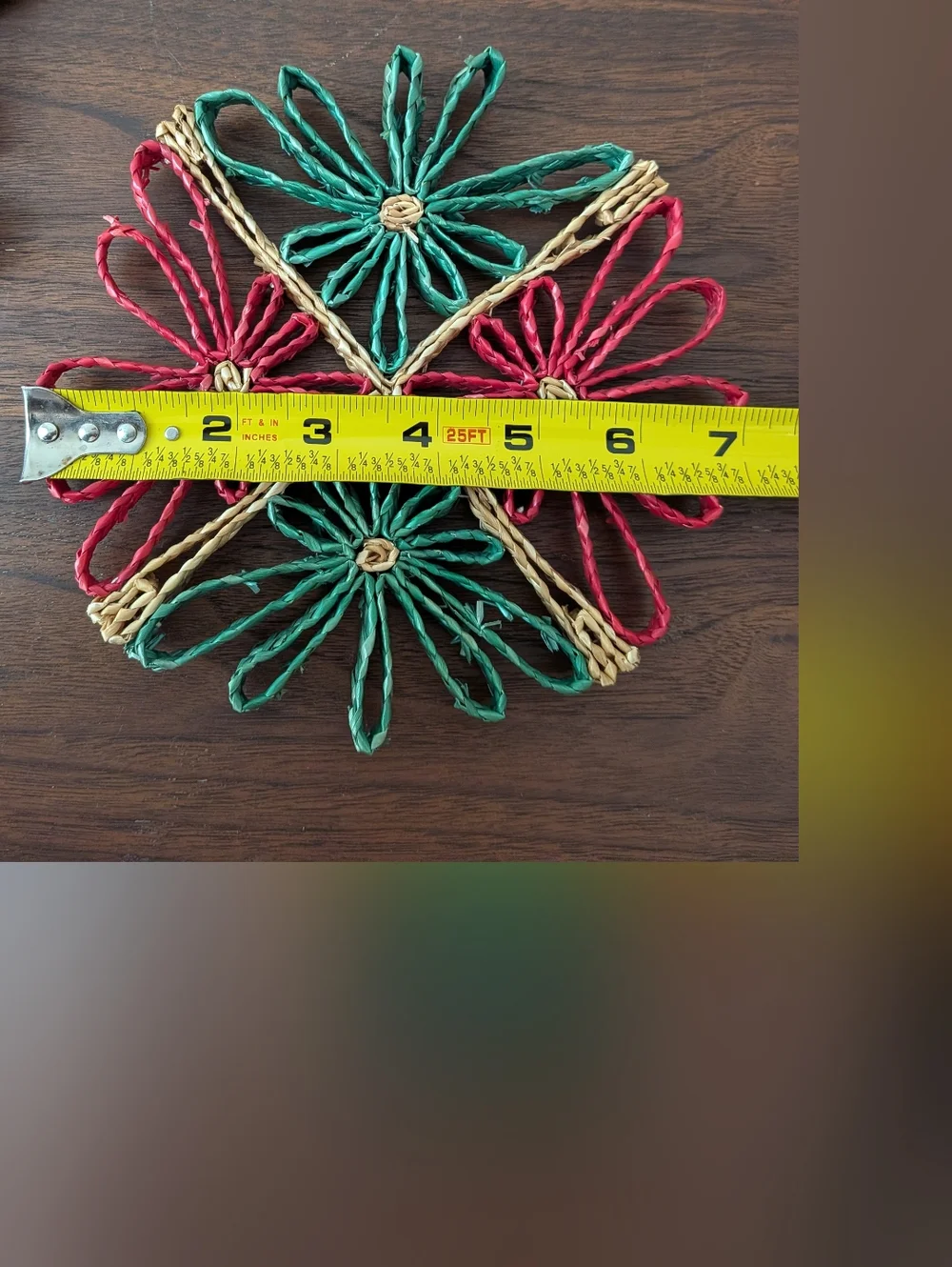 Vintage 70's Woven Straw Raffia Wicker Trivet Set of 2 Retro Boho Christmas